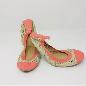 Yosi Samra tan & pink leather ballet flats size 10